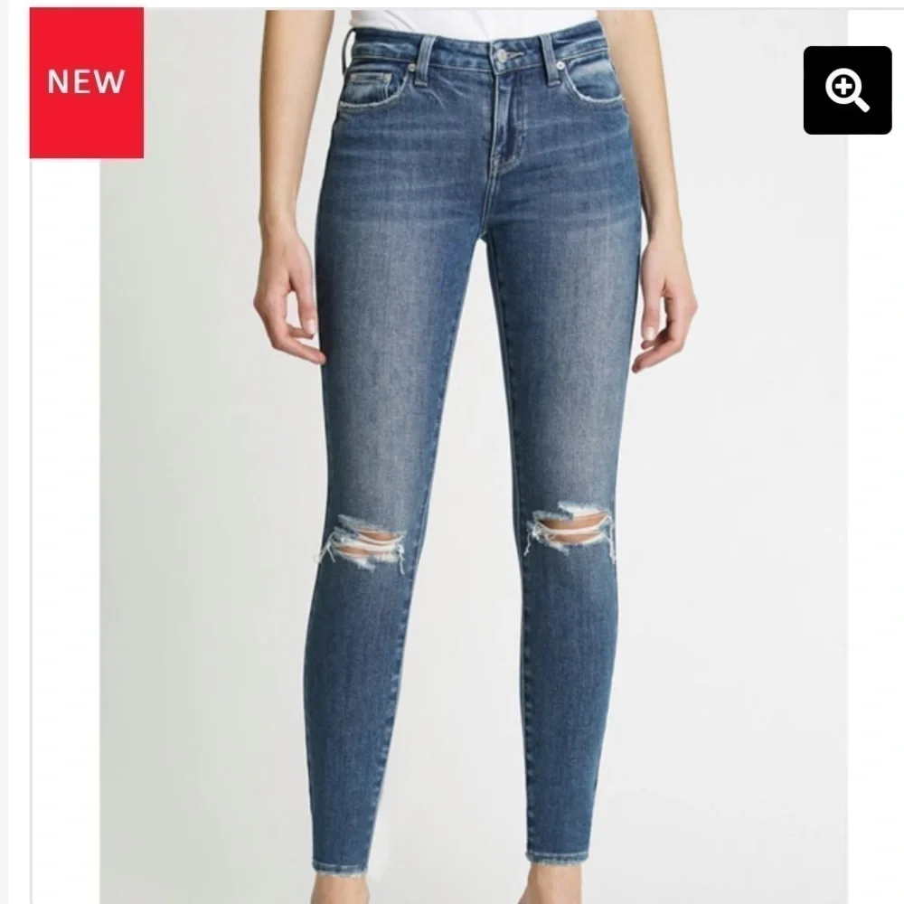 Pistola Distressed Mid Rise Skinny Ankle Cropped Jeans